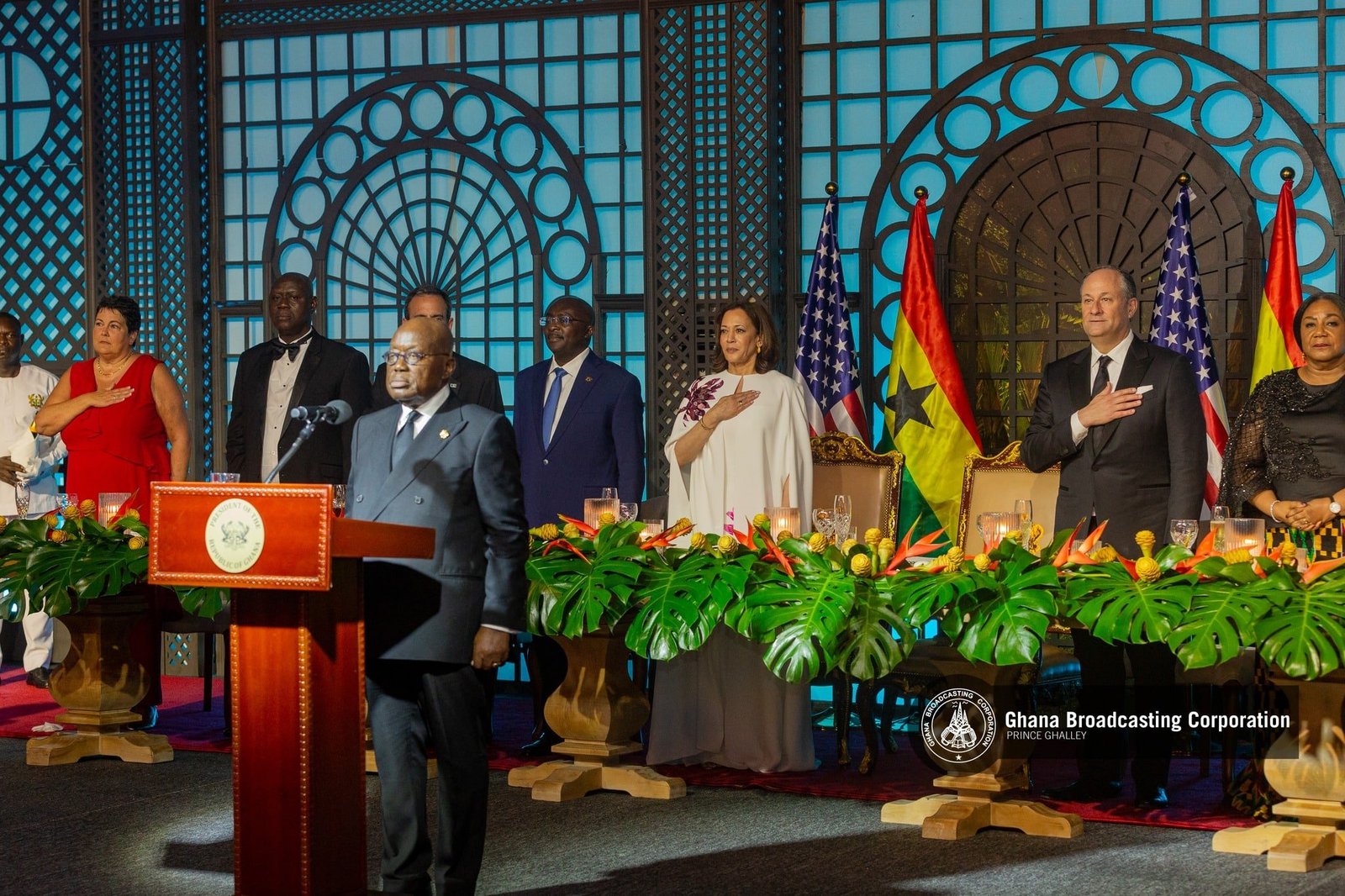 Asamoah Gyan, Depsite and others attend Akufo-Addo’s dinner for Kamala Harris