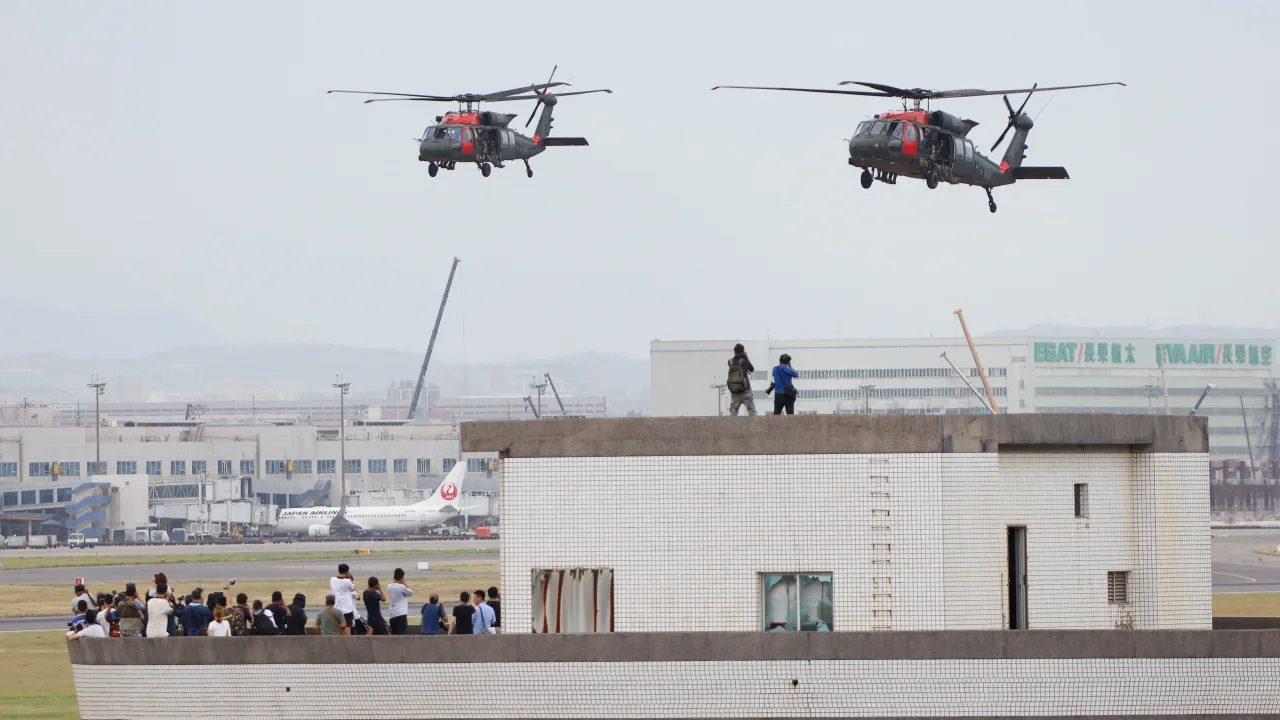 Taiwan’s biggest airport used as battlefield to mock Chinese invasion