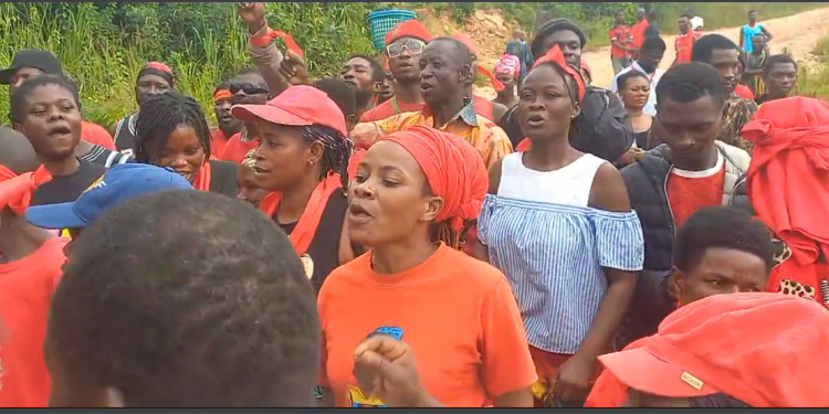 Adamorobe residents charge to the streets to protest poor road conditions